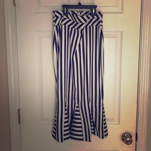 Pinned striped pencil skirt